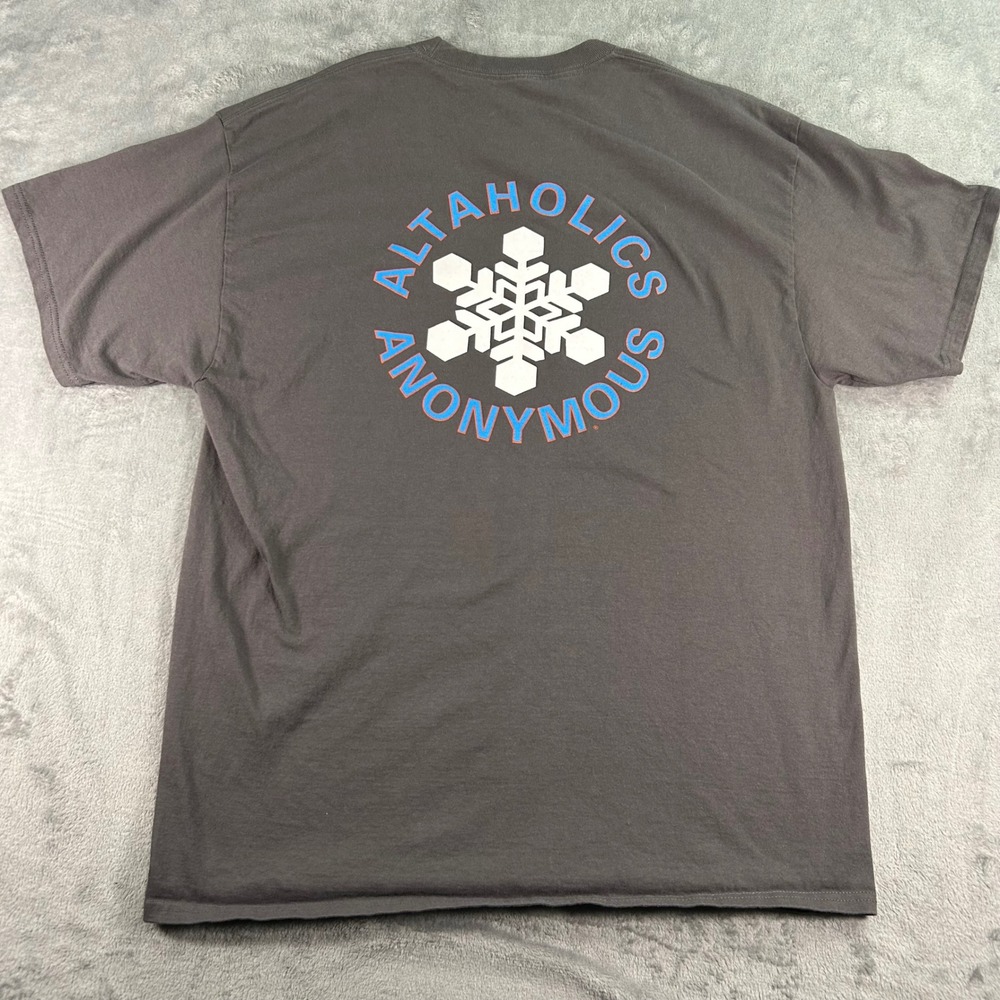 Altaholics Anonymous Graphic T-Shirt Charcoal Gray Ski Snowflake Mens Large